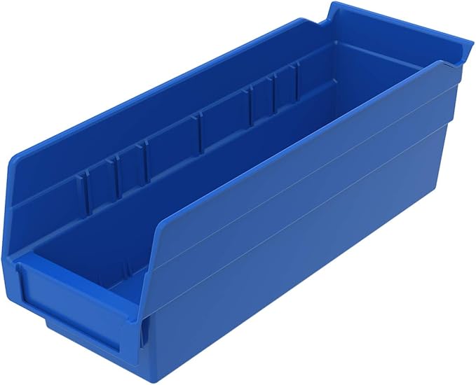 Akro-Mils 30120 Plastic Nesting Shelf Bin Box, (12-Inch x 4-Inch x 4-Inch), Blue, (24-Pack) & 40120 Crosswise Width Plastic Divider for 30120, 30128, 30124 Shelf Bin Storage Bins, Black, (24-Pack)