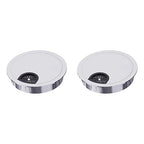 2 Pack Desk Grommet 2-3/8 Inch 60mm, Zinc Alloy Computer Desk Wire Hole Cover, Office Desktop Cord Cable Hole Metal Ring, Silver Tone