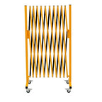 GYMTIME Industrial Expandable Metal Barricade, 11 FT, 47 inch high, Yellow and Black, Upgraded, Portable Safety Barrier with Casters, Flexible Fence Mobile Barrier Gate, Adjustable Traffic Fence