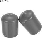 uxcell 20pcs Rubber End Caps 20mm ID Vinyl PVC Round Tube Bolt Cap Cover Screw Thread Protectors Dark Grey