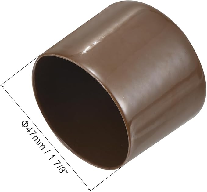 uxcell 4pcs Rubber End Caps 47mm(1 7/8") ID Vinyl Round Tube Bolt Cap Cover Screw Thread Protectors Brown, 40mm Height