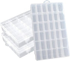 Plastic Organizer Container Box 36 Compartments Jewelry Storage Box with Adjustable Dividers (3 Pack)