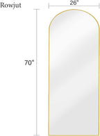 Full Length Mirror Arched Floor Length Mirrors, 71"x26" Large Full Body & with Stand&Arch Wall Mounted &Standing Mirror for Bedroom Living Room, Aluminum Frame, Gold