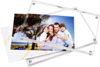 HELPLEX 5 Pack 4x6 Acrylic Picture Frames, 20mm Thicker Frameless Clear Frame Double Sided Magnetic Frame, Free Standing Desktop Display Stand Acrylic Frames