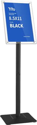 YIYO Sign Stand Poster Stand，adjustable heavy duty pedestal Sign Holder Floor Stand，acrylic frame floor signage standing for display menu 8.5*11 inch，Black (acrylic frame 8.5*11 Black)