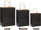 qiqee 100-Packs Black Paper Gift Bags with Handles Bulk Assorted Sizes(33pcs Large 13", 33pcs Medium 11", 34pcs Small 8")