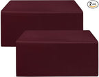HolidayIdeas Fitted Burgundy Tablecloths - 72 x 30 Inch - 2 Pack Rectangle Table Clothes for 6 Foot Folding Tables, Polyester Fabric Table Cover for Trade Show, Craft Show, Events