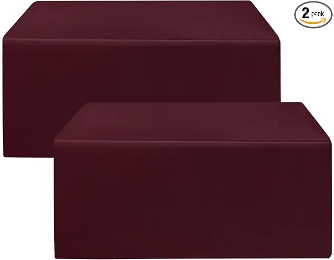HolidayIdeas Fitted Burgundy Tableclothes - 96 x 30 Inch - 2 Pack Rectangle Tablecloths for 8 Foot Tables, Polyester Fabric Table Covers for Parties, Holiday Dinner, Trade Show