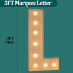 Marquee Letters 3 Feet Tall, 3FT Large Light up Letters L, Big Sign L with Warm White Light for Birthday Wedding Proposal Engagement Graduation Party Backdrop Decorations