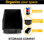 24 Pack Plastic Storage Bins, Hanging, Stackable, Storage Organizer Bin for Warehouses, Workshops 7-Inch x 4-Inch x 3-Inch, Black