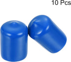 uxcell 10pcs Rubber End Caps 15mm ID Vinyl Round End Cap Cover Screw Thread Protectors Blue