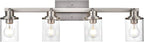 Yaohong 4-Light Track Lighting Kit Brushed Nickel Track Lighting Fixtures, Bathroom Wall Light Ceiling Mount Rotatable Spotlights, Kitchen Ceiling Light Fixtures with Glass Shade for Bathroom Hallway
