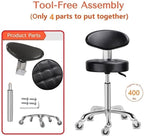 Kaleurrier Swivel Stool Chair Adjustable Height,Heavy Duty Hydraulic Rolling Metal Stool for Kitchen,Salon,Bar,Office,Massage (with Back Rest) (Black)
