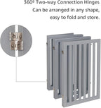 unipaws 120" Extra Wide Pet Gate, Free Standing Dog Gate for Doorways, Stairs, Foldable Gate & Room Divider, Wooden Puppy Playpen, Expandable Barrier for The House, Indoor Use (36" H, Grey)