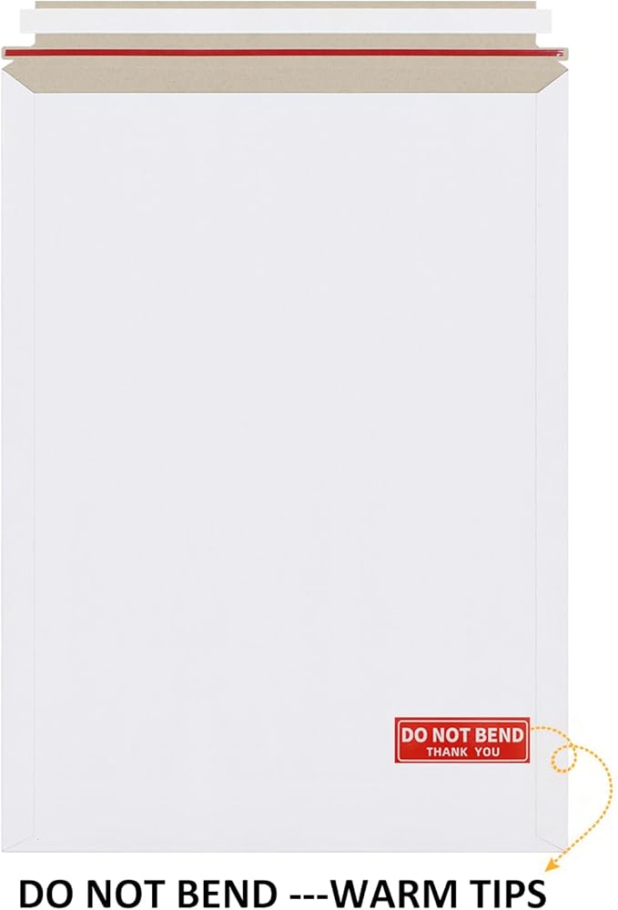 25 Pack 13x18 inch Large Rigid Mailer Self Seal Photo Document Mailers, Stay Flat White Cardboard Envelopes White Photography Mailers for CD, Photos, Document