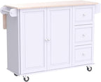 PHI VILLA Kitchen Island on Wheels Portable Kitchen Cart with Drop Leaf, Rolling Kitchen Island with Storage
