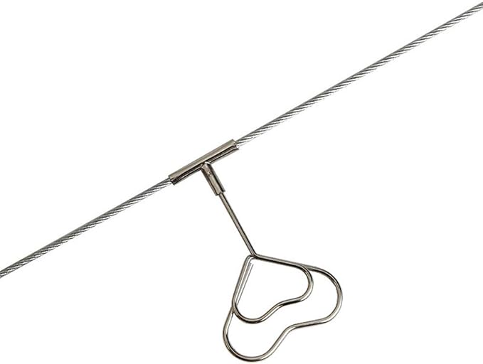 TFu Multi-Purpose Steel Wall Hanging Photo Display Cable Wire Rod String with 12 Clips for Hanging Photos Notes and Artworks (Heart Shape Clip)