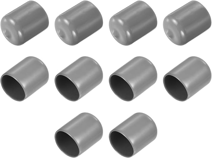 uxcell 10pcs Rubber End Caps 21mm ID Vinyl Round End Cap Cover Screw Thread Protector Light Grey