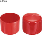 uxcell 4pcs Rubber End Caps 54mm ID Vinyl Round End Cap Cover Screw Thread Protectors Red, 40mm Height