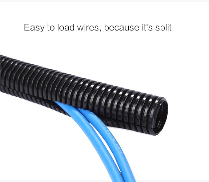 Alex Tech 25ft - 1/4 inch Split Wire Loom Tubing - Black