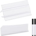 PATIKIL 3.1" x 1.8" Wire Shelf Label Holder, 30 Pack Reusable Plastic Price Tag Display Clip for 0.59" to 0.71" Thick Shelves with Paper Inserts Pens for Home Market Store, Clear