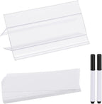 PATIKIL 3.1" x 1.8" Wire Shelf Label Holder, 30 Pack Reusable Plastic Price Tag Display Clip for 0.59" to 0.71" Thick Shelves with Paper Inserts Pens for Home Market Store, Clear