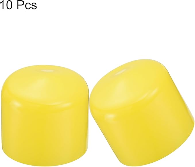 uxcell 10pcs Rubber End Caps 50mm(2") ID Vinyl Round End Cap Cover Screw Thread Protectors Yellow