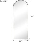 Full Length Mirror Arched Floor Length Mirrors, 71"x26" Large Full Body & with Stand & Arch Wall Mounted & Standing Mirror for Bedroom Living Room, Aluminum Frame, Black