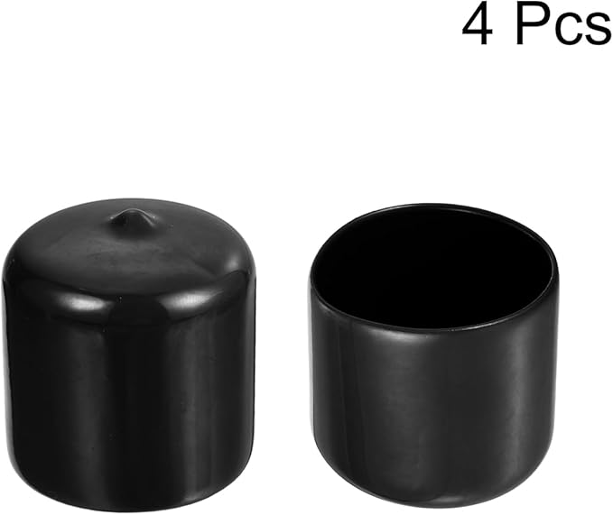uxcell 4pcs Rubber End Caps 1 5/16"(34mm) ID Vinyl Round End Cap Cover Screw Thread Protectors Black, 30mm Height