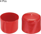 uxcell 4pcs Rubber End Caps 46mm ID Vinyl Round End Cap Cover Screw Thread Protectors Red, 40mm Height