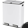 Arlopu 16Gal Dual Trash Can w/2 Built-in Box for Odor Control, Hands-Free Kitchen Garbage Bin, Recycle Waste Dustbin, Soft-Close Lid, 2 Buckets,Foot Pedal, Side Handle, Airtight,for Home (White)