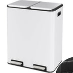 Arlopu 16Gal Dual Trash Can w/2 Built-in Box for Odor Control, Hands-Free Kitchen Garbage Bin, Recycle Waste Dustbin, Soft-Close Lid, 2 Buckets,Foot Pedal, Side Handle, Airtight,for Home (White)