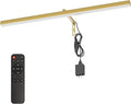 24" Plug in Picture Light for Paintings with Remote Control, 9W LED Art Display Lighting for Gallery, Dartboard, Artwork, Gold Finish Wall Mounted Picture Frame Light