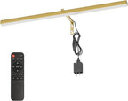 24" Plug in Picture Light for Paintings with Remote Control, 9W LED Art Display Lighting for Gallery, Dartboard, Artwork, Gold Finish Wall Mounted Picture Frame Light