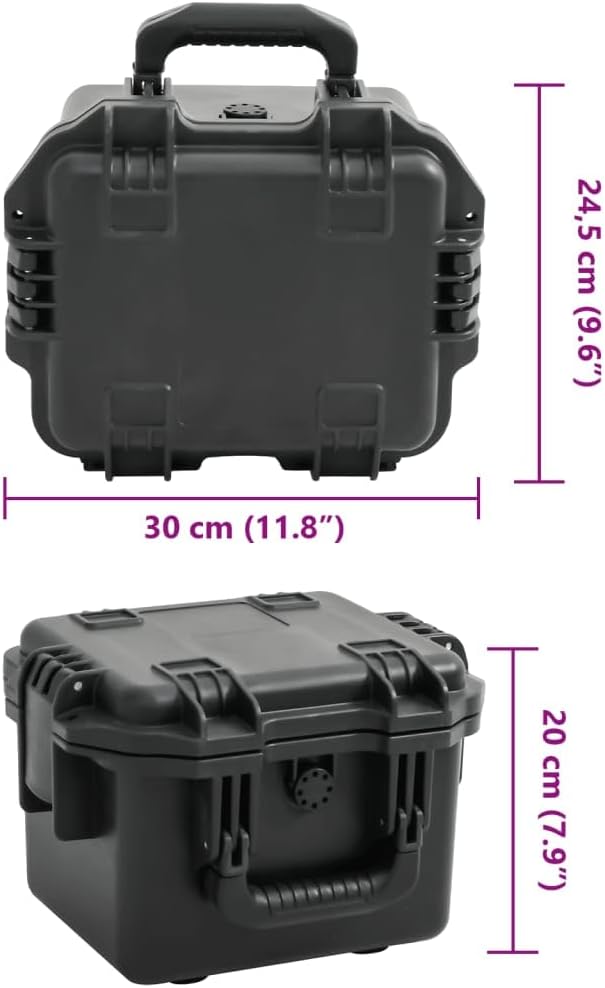 PP Portable Flight Case, Lockable Tool Box for Transportation Travelling, Protective Equipment Case, 11.8"x9.6"x7.9", -290