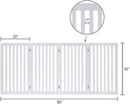 unipaws 36”H Free Standing Pet Gate for Dog Cat, Tall Wooden Dog Gates for Doorway, Stairs, Foldable Pet Fence for The House, Expandable Barrier, Indoor Use, White