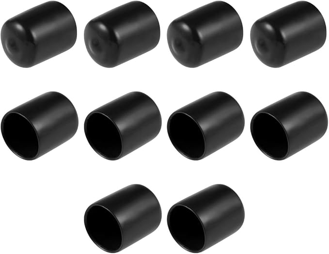 uxcell 10pcs Rubber End Caps 20mm ID Vinyl Round End Cap Cover Screw Thread Protectors Black