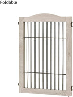 unipaws 44" Wide Dog Gate and Extension Kit, Free Standing Pet Gate, Wooden Dog Gates for Stairs, Doorway, Indoor Safety Fence for Dogs, 31.5" Height, Weathered Grey