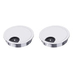 2 Pack Desk Grommet 2 Inch 50mm, Zinc Alloy Computer Desk Wire Hole Cover, Office Desktop Cord Cable Hole Metal Ring, Bright Silver