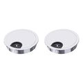 2 Pack Desk Grommet 2-1/8 Inch 53mm, Zinc Alloy Computer Desk Wire Hole Cover, Office Desktop Cord Cable Hole Metal Ring, Bright Silver