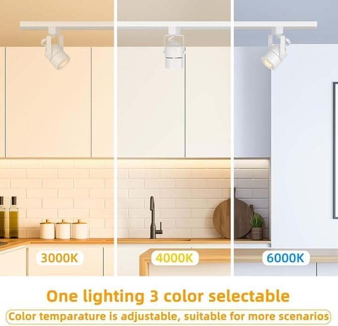 Dimmable 24-Pack GU10 White Track Lighting Kit with Dedicated Dimmer, All-in-One Plug in 3CCT Ceiling Spotlights with 26.2FT Track Rails, Accent Lighting for Home, Store, Moblie Cart and Office