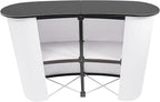 Portable Trade Show Podium Table Display Exhibition Counter with Streamlined Design Foldable Promotion Retail Bar Table for Hotels, Shops, Shopping Malls, Halls