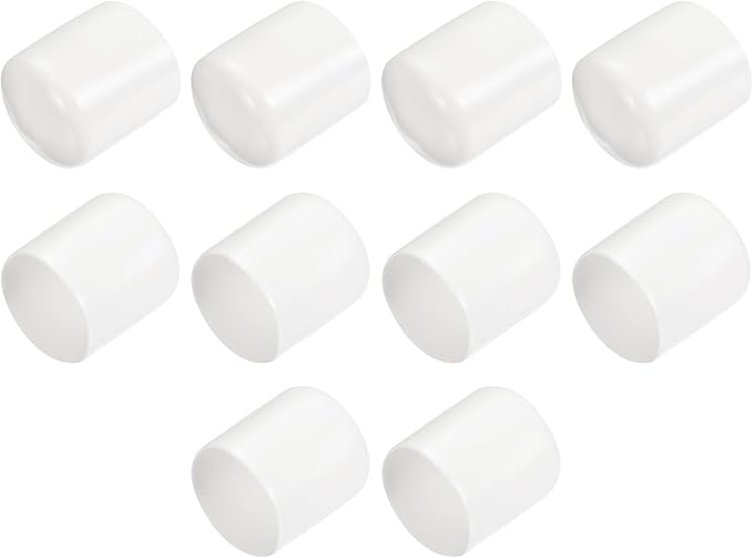 uxcell 10pcs Rubber End Caps 30mm ID Vinyl Round End Cap Cover Screw Thread Protectors White