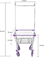 CHAMIN 1.5BU Chrome Coated CART for House and Commercial (Lavender Color) (Chrome, 1.5 Bushel)