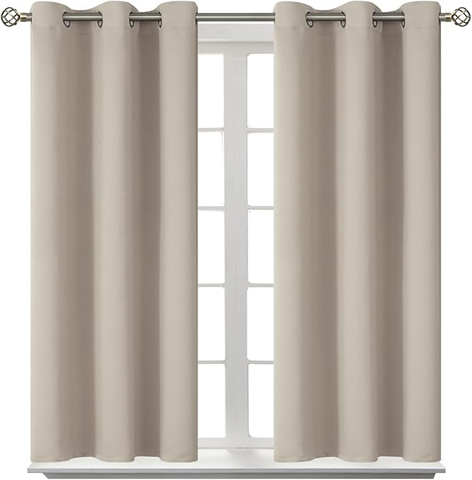 BGment Room Darkening Curtains 45 Inches Long - Grommet Thermal Insulated Drapes Window Treatment Curtains for Bedroom, 2 Panels, 38 x 45 Inch, Camel