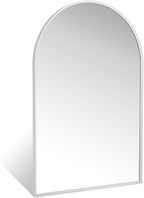 20" x 30" Silver Arched Mirror, Modern Aluminum Alloy Metal Frame, Arch Bathroom Vanity and Wall Decor Mirror for Bathroom, Living Room, Bedroom, Entryway