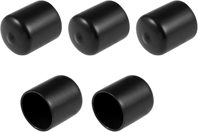 uxcell 5pcs Rubber End Caps 30mm ID Vinyl Round Tube Bolt Cap Cover Screw Thread Protectors Black