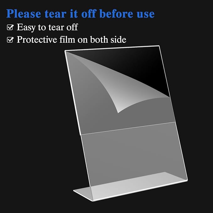 12 Pack Acrylic Sign Holder 8.5 X 11, L Shape Clear Sign Holder, Clear Plastic Sign Holder Picture Photo Frames, Flyer Document Paper Display Stand for Office Desktop