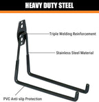 WMK 7.3'' Heavy Duty Garage Hooks, 4 Pack Wall Mount Garage Storage Hooks for Hanging Bike, Ladder, Tools - 100LB Load Capacity, Triple-Welded, PVC Coated (Black)