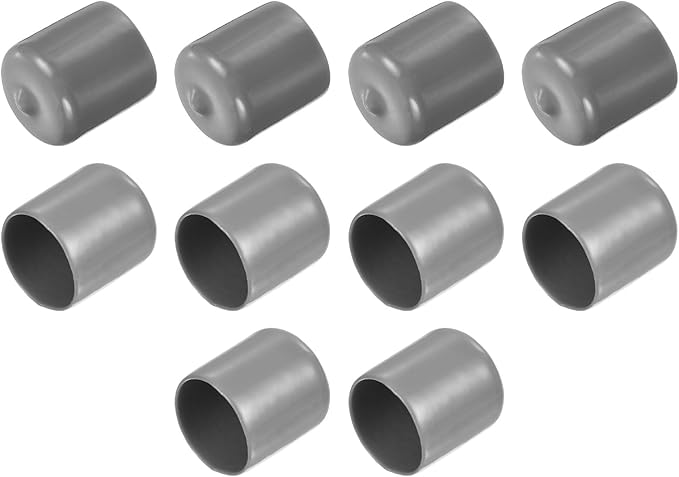 uxcell 10pcs Rubber End Caps 23mm ID Vinyl Round End Cap Cover Screw Thread Protector Light Grey